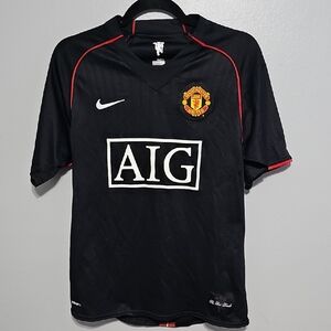 Nike Black and Red Manchester United Men's Jersey S